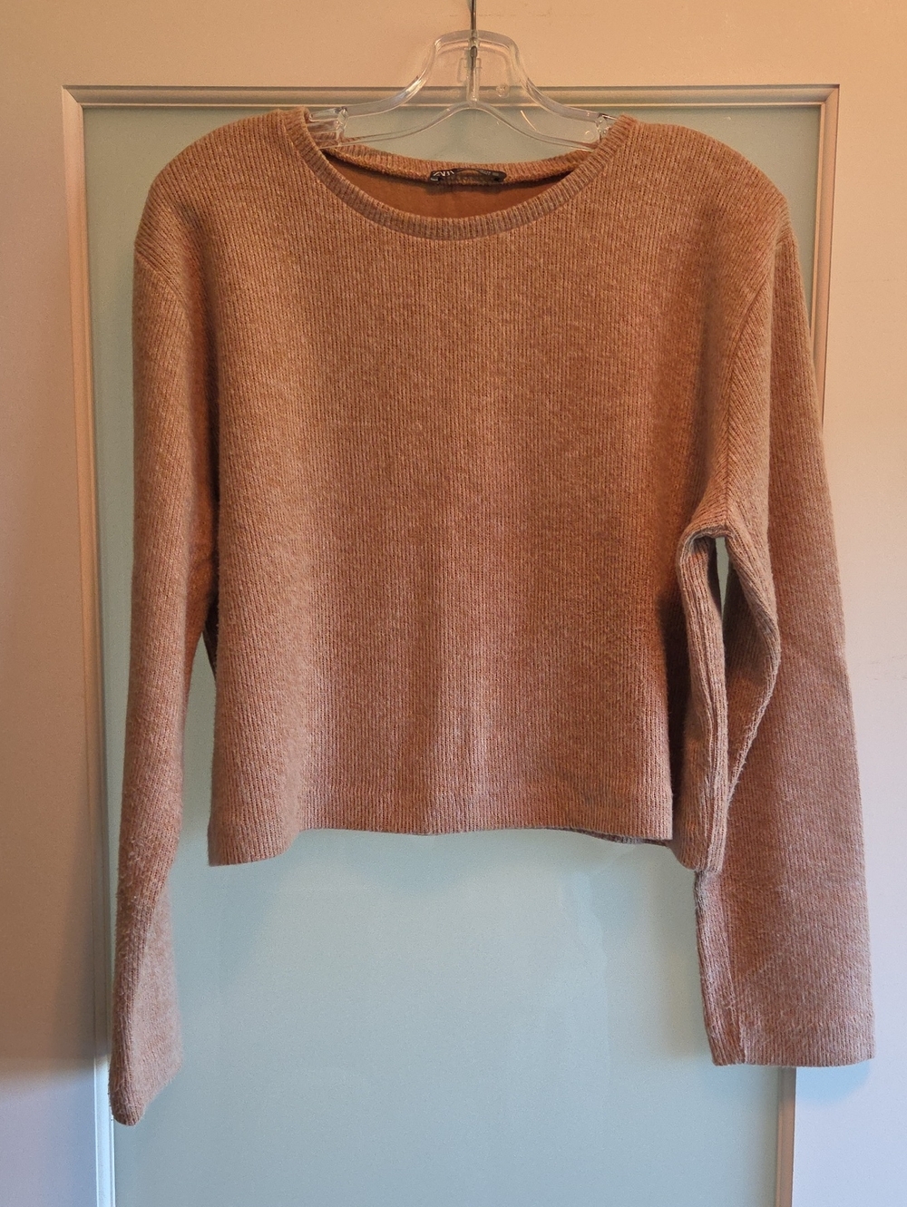 Zara Camel Crewneck Knit Sweater